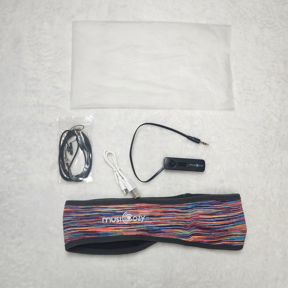 Musicozy Sleep Headphones Bluetooth Headband Rainbow Space Dye Washable Mask